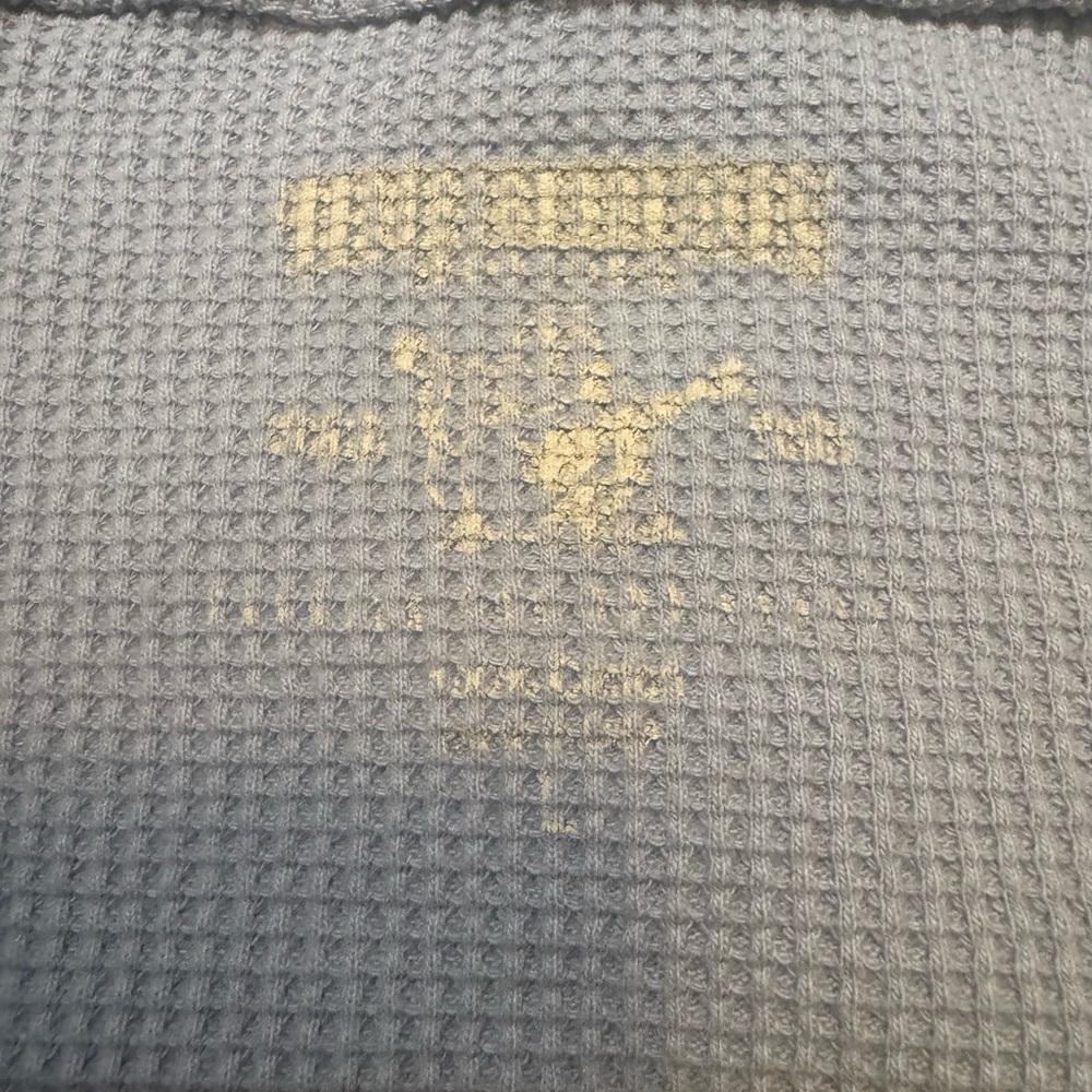 True Religion Brand‎ Jeans Gray Waffle Knit Henley Thermal Y2K USA L - Picture 8 of 11